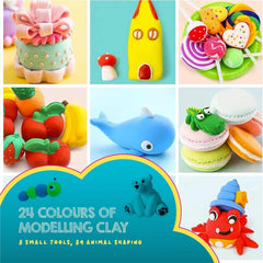 COOZI 24 Colours Magic Air Dry Clay Kit for Kids with Tools & Accessories