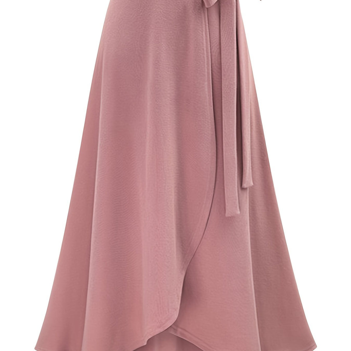 Solid Side Knot Layered Maxi Skirt with Slight Stretch