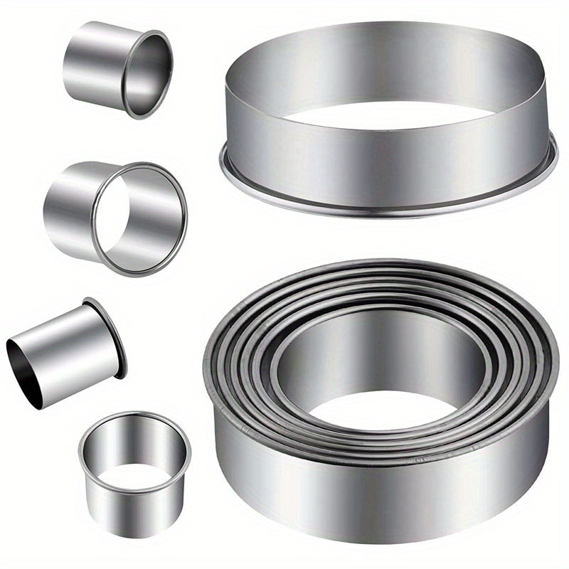 12pcs Stainless Steel Cake Mold Rings Set - Baking Tools Kitchen Gadgets