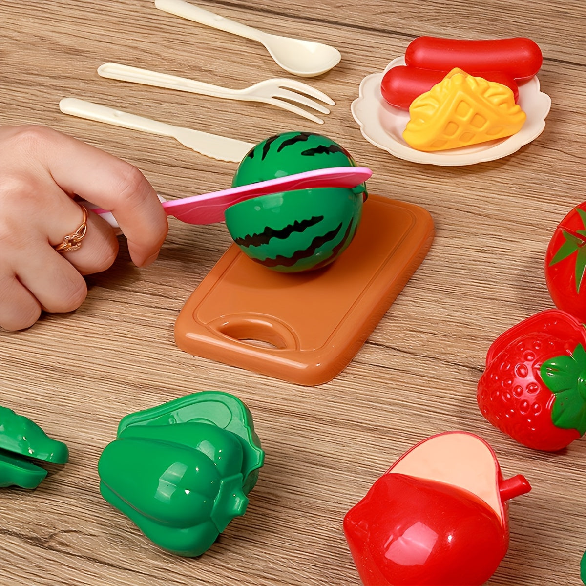 Colorful Plastic Fruit and Vegetable Slicer Toy Set for Kids