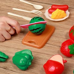 Colorful Plastic Fruit and Vegetable Slicer Toy Set for Kids