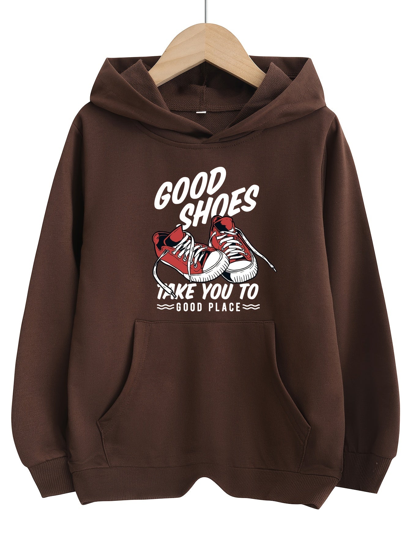 Girls Cartoon Print Hooded Sweatshirt Top with Pocket