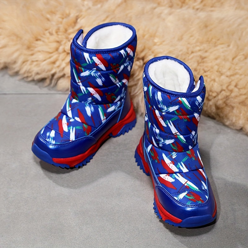 Boys' Snow Boots Warm Fleece Non slip Ankle Plush Outdoor Hikin