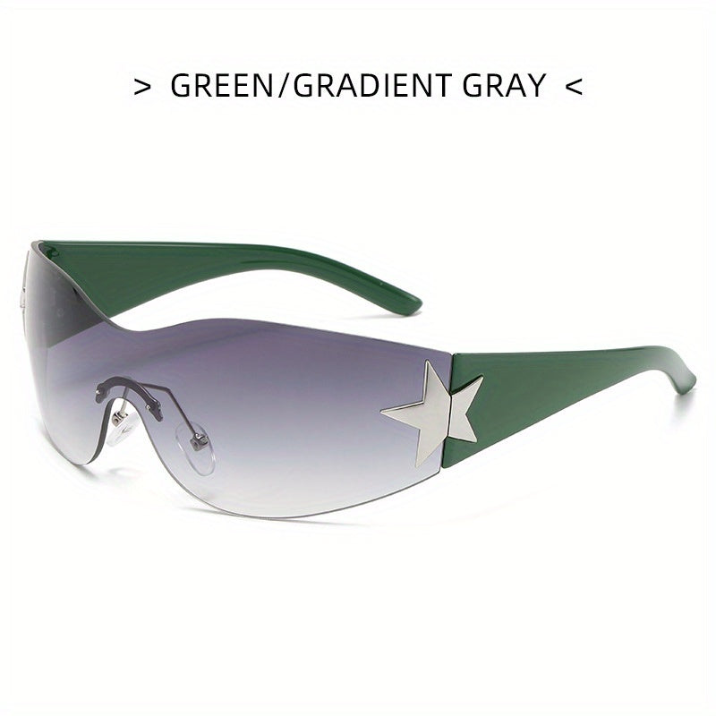 Y2K Rimless Sunglasses Gradient Lens UV400