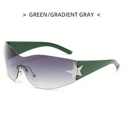 Y2K Rimless Sunglasses Gradient Lens UV400