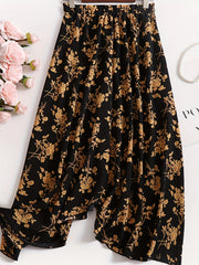  Vacay Skirt Women's Plus Floral Print Ruffle Trim Maxi Skirt