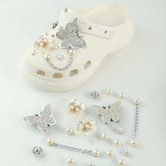 20pcs Shoe Charms Set Diamond Butterfly Flower Pearl Decor