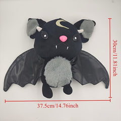 Halloween Devil Bat Plush Toy Stuffed Animal Pink Nose & Teeth