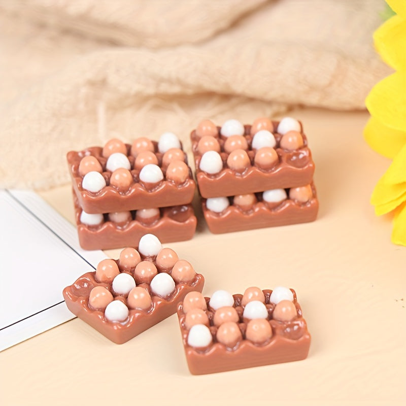 1:12 Scale Mini Eggs for Dollhouse Kitchen - Mixed Pastel Colors & Pink