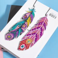 DIY Diamond Dot Art Feather Bookmark 2pcs Set