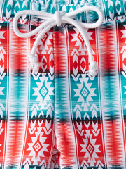 Boys Swim Trunks Vertical Stripe Print Elastic Waist Beach Pants
