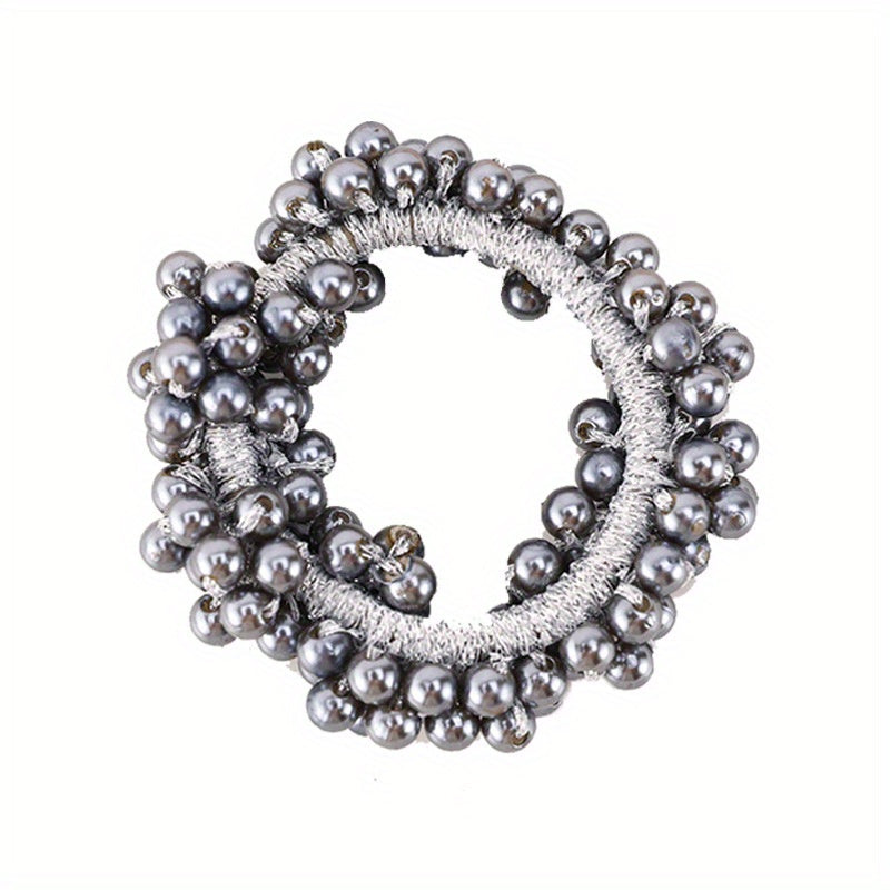 Faux Pearl Hair Tie Non Slip Scrunchie Ponytail Holder Elastic Hair Accessory