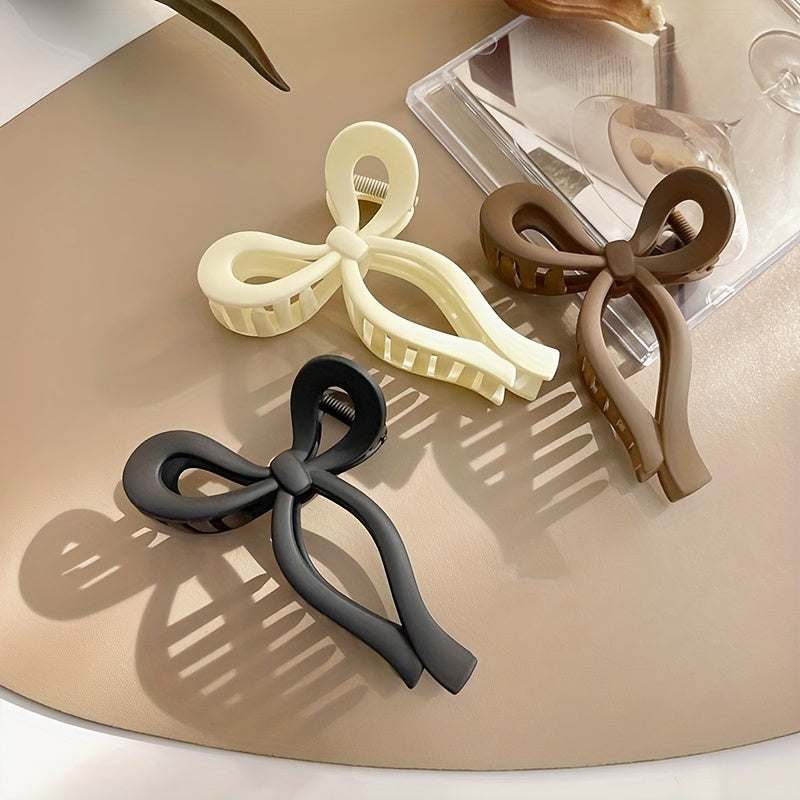 Large Bowknot Hair Claw For Women Style Frosted Back Head Hair Clip