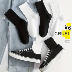 3 Pairs Crew Socks Solid Color All Sports Men Women