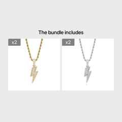 Hip Hop Zircon Lightning Pendant Necklace Men Chain Necklace Biker Punk Necklace