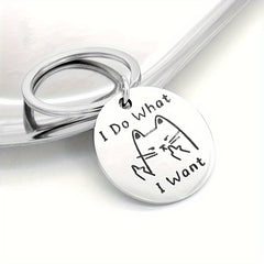 Kitten Pattern Stainless Steel Keychain Keyring Car Key Charm Pendant