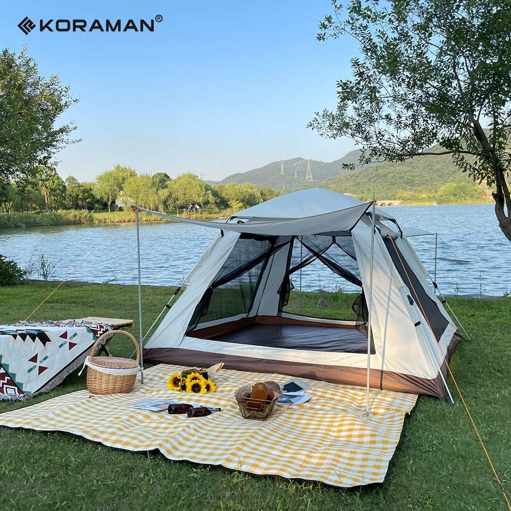 KORAMAN 3-4 Person Camping Tent Water Resistant & Easy Set Up