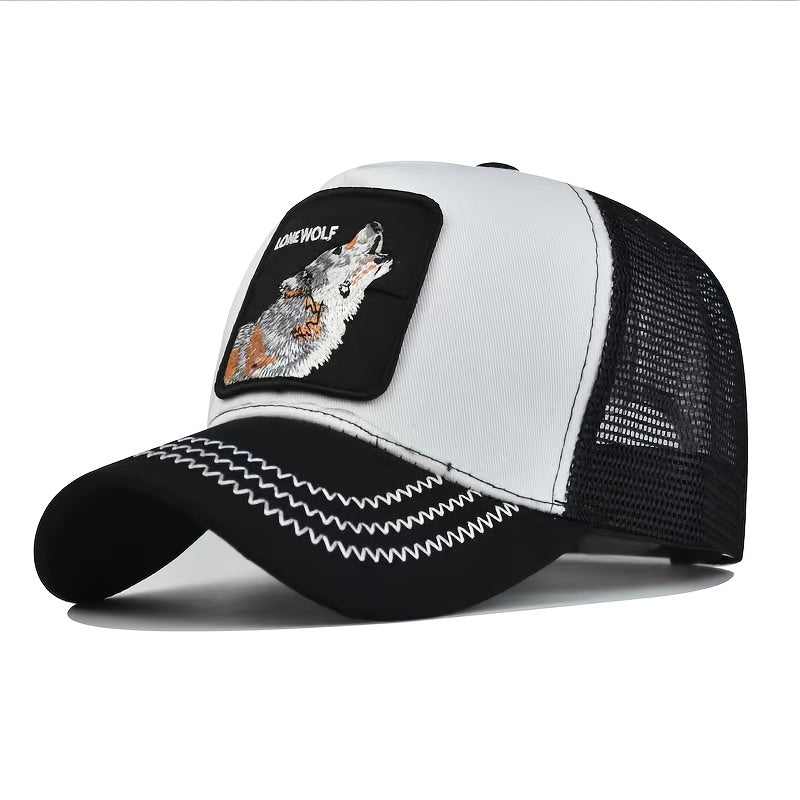 Embroidered Animal Baseball Cap Mesh Peaked Sun Hat