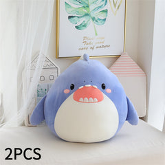 2pcs Shark Plush Dolls Cartoon Animal Shape Soft Stuffed Animals