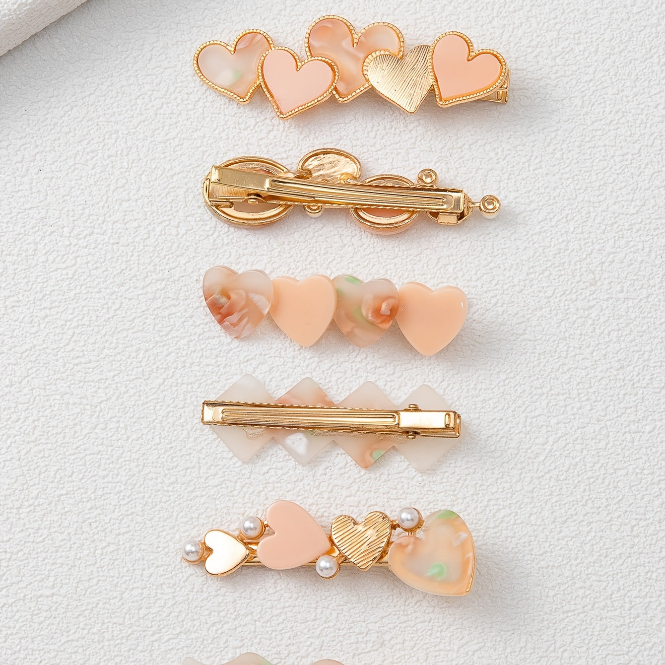 6pcs Multicolor Love Faux Pearl Hair Clip Sweet Hair Accessories For Women