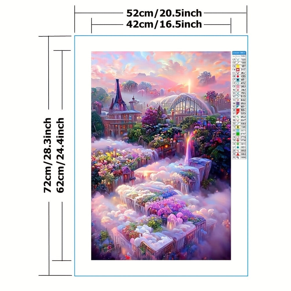 DIY Castle On The Clouds Cross Stitch Kit 11CT Printed Canvas Embroidery