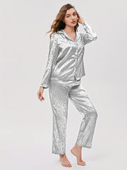 Leopard Print Pajama Set Long Sleeve Top & Pants