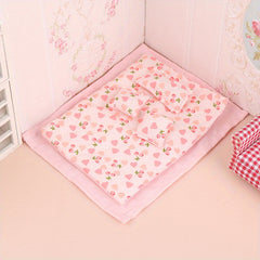 5pcs Mini Bedding Set for Dollhouse Bedroom Decor