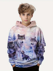 Wolf 3D Print Boys Hooded Sweatshirt Spring Fall Kids Hoodie Tops