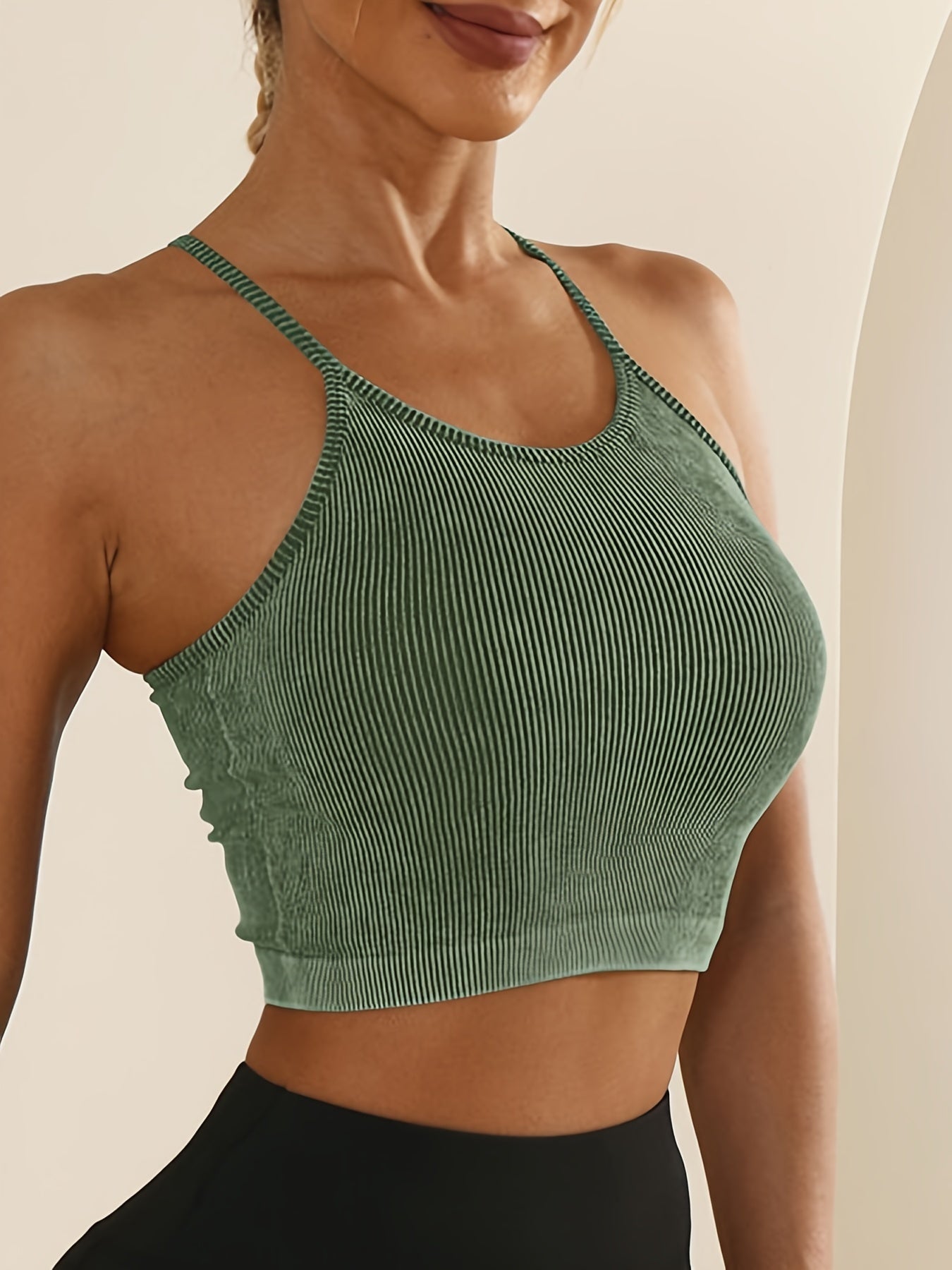 Seamless Sleeveless Backless Racerback Cropped Yoga Tank