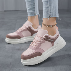 Women's Chunky Sneakers Faux Leather Non Slip Flat Skate Shoes
