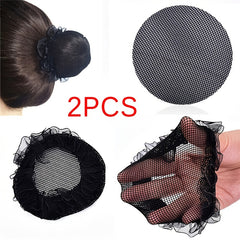 2pcs Nylon Mesh Stretchy Ballet Bun Hair Covers Hairnet for Women Girls