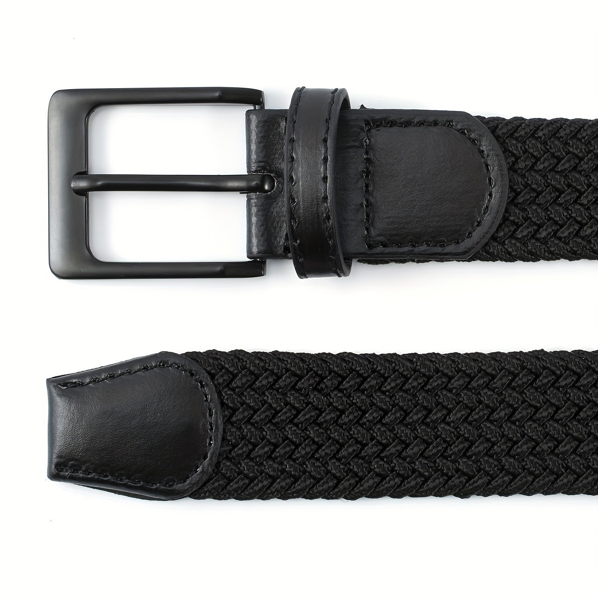 Braided Leather Belt Elastic Alloy Pin Buckle Belt