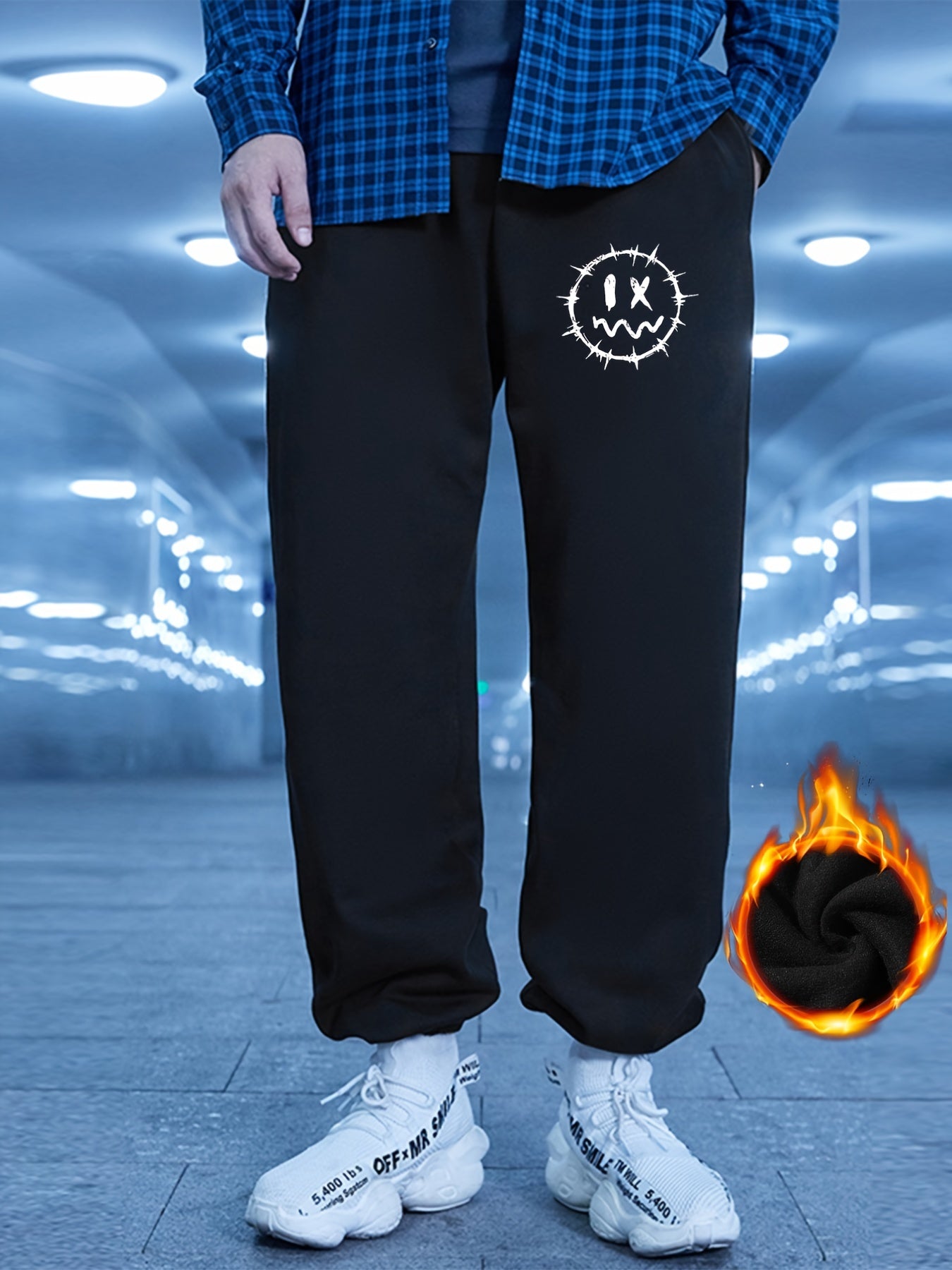 Men s Cartoon Print Sweatpants Winter Loose Fit Jogger Pants