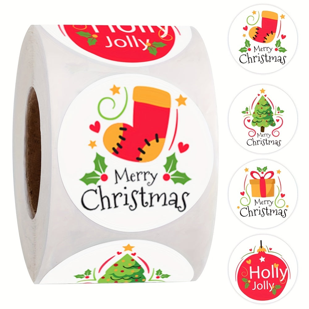 500pcs Christmas Merry Stickers Roll - Gift Decorative Labels