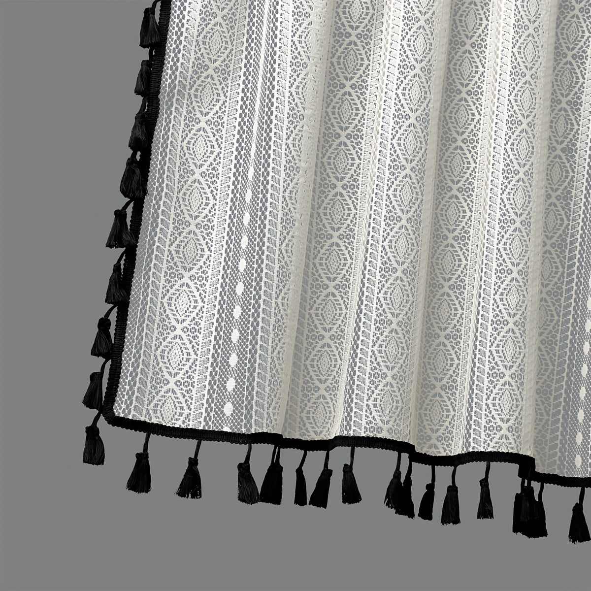 Japanese Crocheted Small Curtain Geometric Pattern Rod Pocket Valance