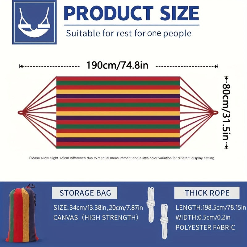 Portable Camping Hammock with Storage Bag & Tree Strap