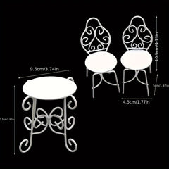 Mini Iron Outdoor Tea Table Chair Set - Birthday Gift