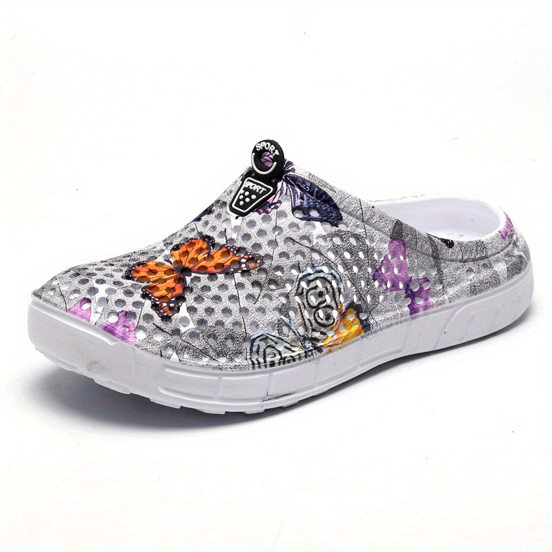 Women's Butterfly Printed Clogs Non Slip Slide Shoes Casual Outdoor Clogs