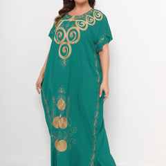  Embroidered Batwing Sleeve Maxi Kaftan Dress