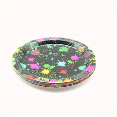 20pcs Neon Glow Party Plates Fluorescent Tableware