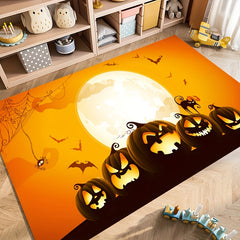 Pumpkin Lantern Print Area Rug Halloween Themed Floor Mat