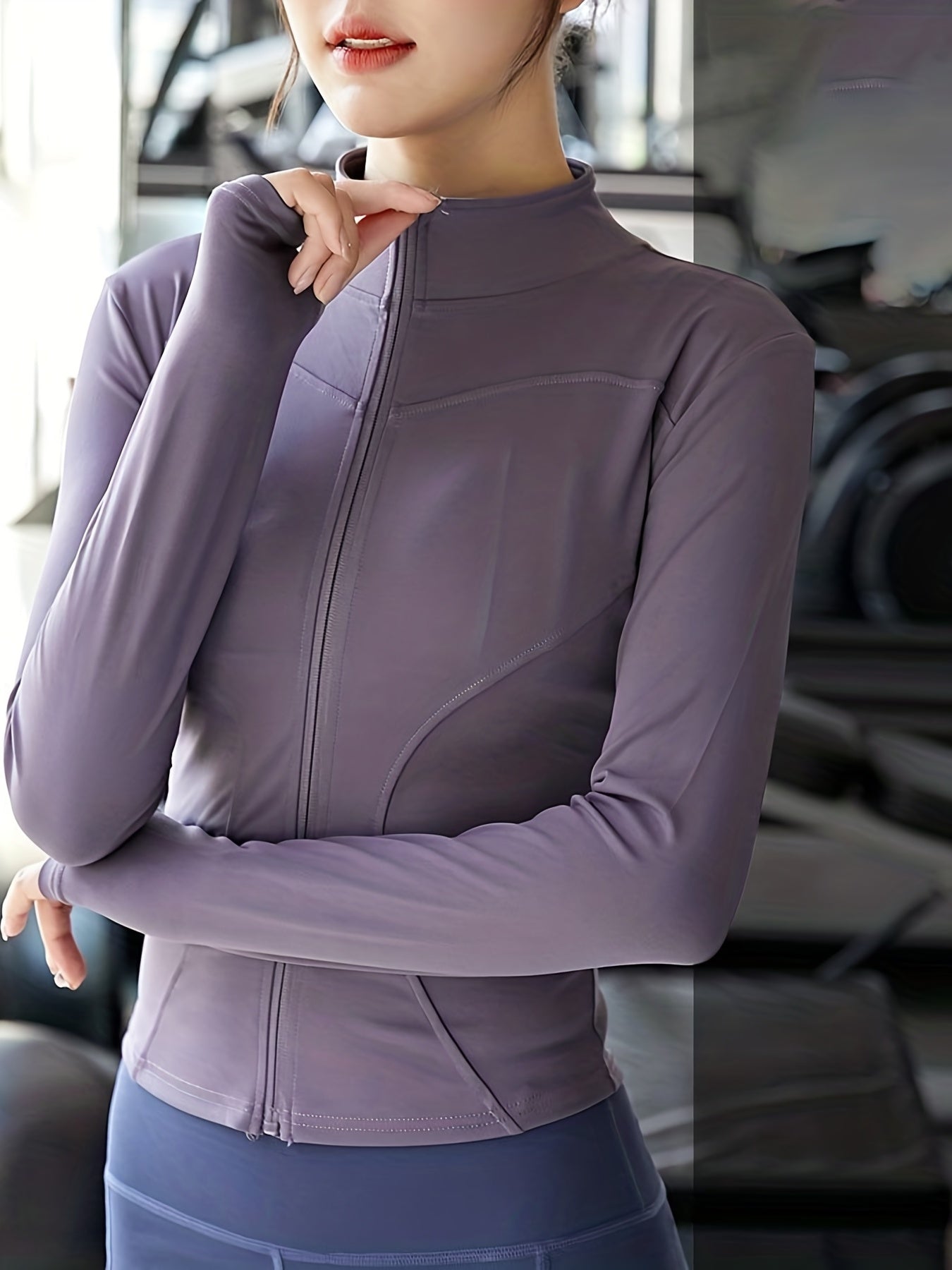 Women's Quick Dry Full Zip Sports Jacket with Thumb Holes