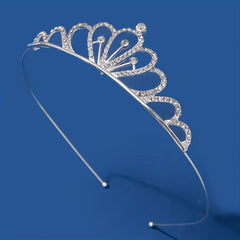 Silver Tiara Rhinestone Crown Hair Accessory Girls Party Decor