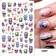 Halloween Nail Art Stickers Self Adhesive Pumpkin Ghost Skeleton Nail Art Decals