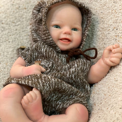 16" Lifelike Reborn Baby Boy Doll Platinum Silicone Light Beige Veins Open Eyes