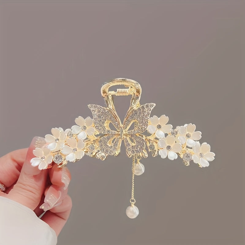 Large Shark Claw Rhinestone Hair Claw Ponytail Holder