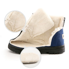 Faux Fur Ankle Boots Round Toe Lace Up Warm Winter Booties