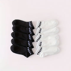 10 Pairs Letter Print Sports Short Socks Women's Stockings