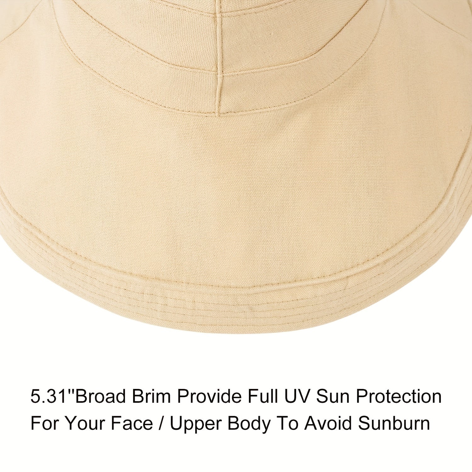 Khaki Reversible Striped Bucket Hat Women Large Brim Sun Visor Casual Cotton Cap