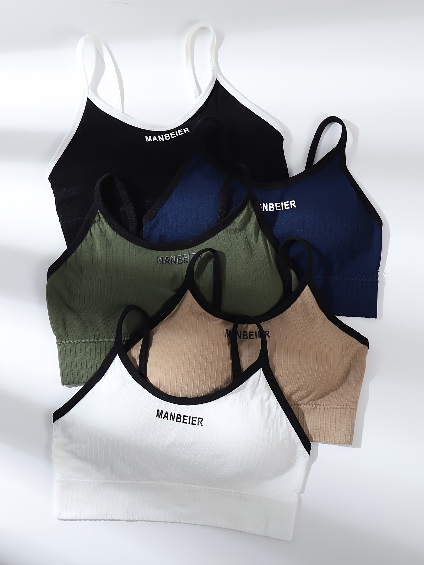 5pcs Cami Tops Letter Print Casual Sleeveless Women's Sports Lingerie